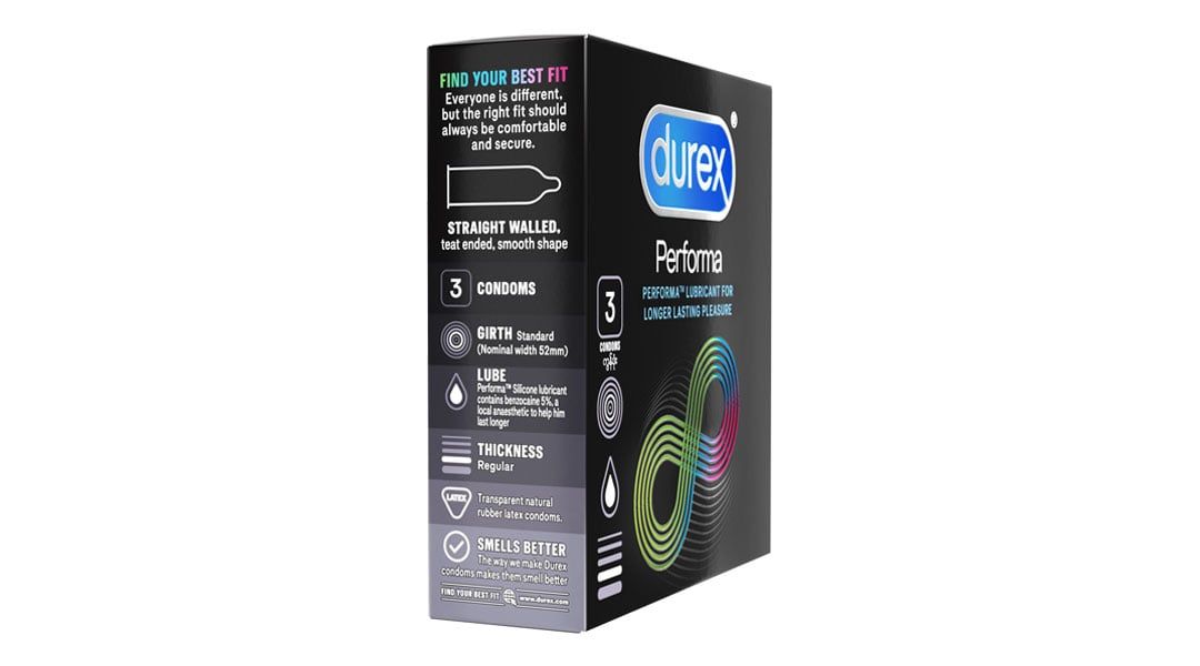  Bao cao su Durex Performa chứa nhiều gel làm mát, kéo dài thời gian quan hệ (3 cái) 