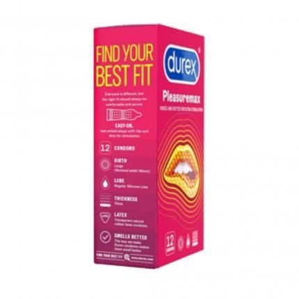  Bao cao su Durex Pleasuremax có gân và hạt nổi dọc thân bao (12 cái) 