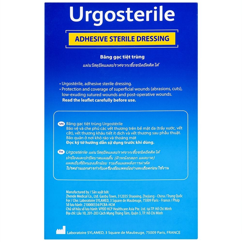  Băng gạc tiệt trùng Urgosterile 10cm x 20cm bảo vệ vết trầy xước, vết cắt, vết thương (20 miếng) 