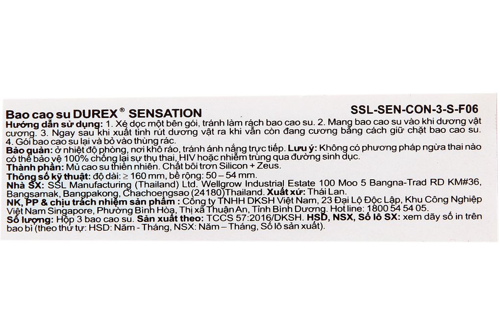 BCS Durex Sensation hạt nổi 52mm hộp 3 cái 