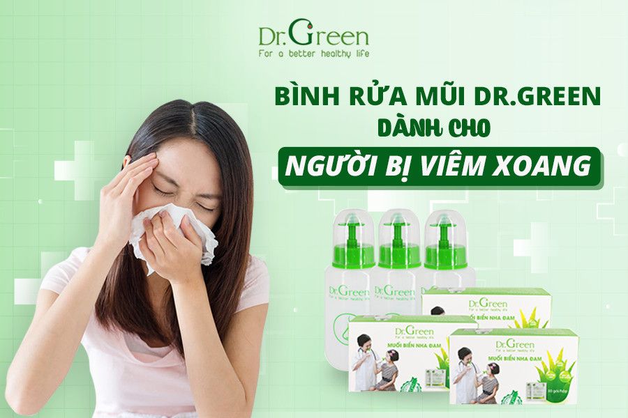  Bình rửa mũi Dr.Green tặng kèm 10g muối - Giúp thông mũi, giảm ngạt mũi, viêm xoang - Có van điều chỉnh cho cả bé và người lớn 