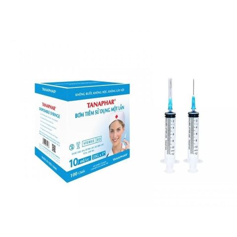  Bơm Tiêm sử dụng một lần Tanaphar 10ml/cc hộp 100 cái 