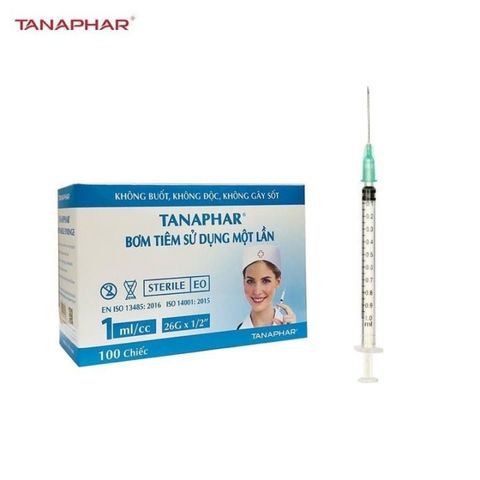  Bơm Tiêm sử dụng một lần Tanaphar 1ml/cc hộp 100 cái 
