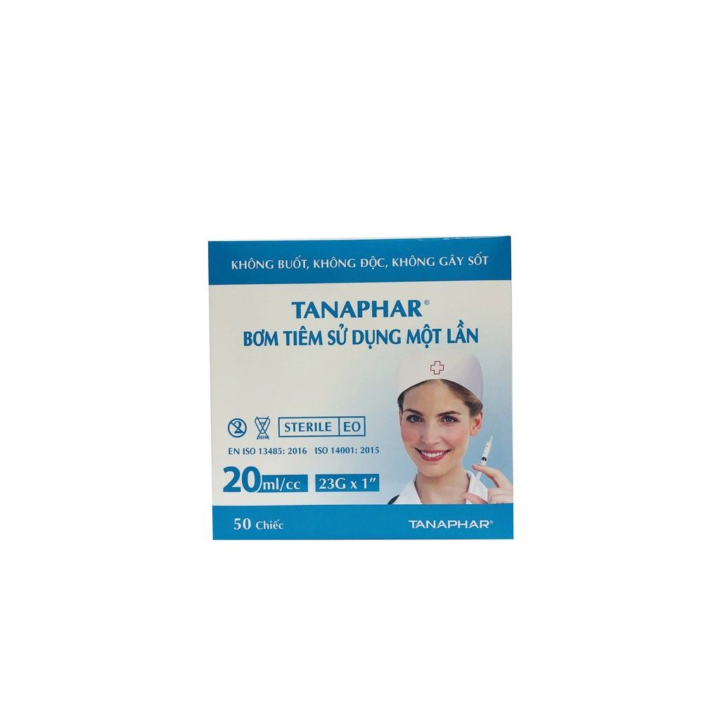 Bơm Tiêm sử dụng một lần Tanaphar 20ml/cc hộp 50 cái 