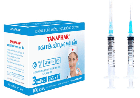  Bơm Tiêm sử dụng một lần Tanaphar 3ml/cc hộp 100 cái 