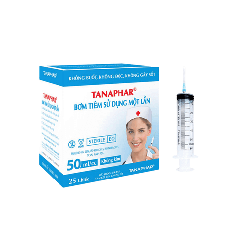  Bơm Tiêm sử dụng một lần Tanaphar 50ml/cc hộp 25 cái 