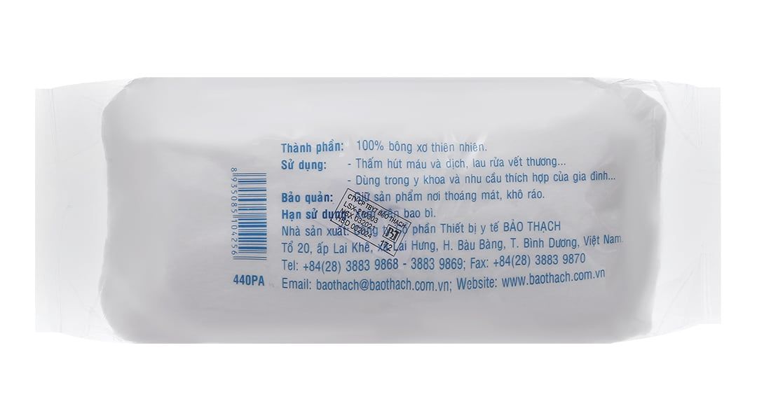  Bông y tế thấm nước Bảo Thạch dùng để làm sạch vết thương, thấm máu và dịch tiết 100g 