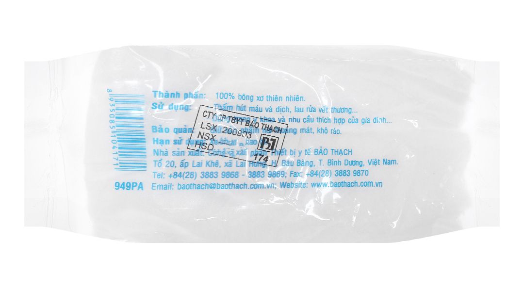  Bông y tế thấm nước Bảo Thạch dùng để làm sạch vết thương, thấm máu và dịch tiết 10g 