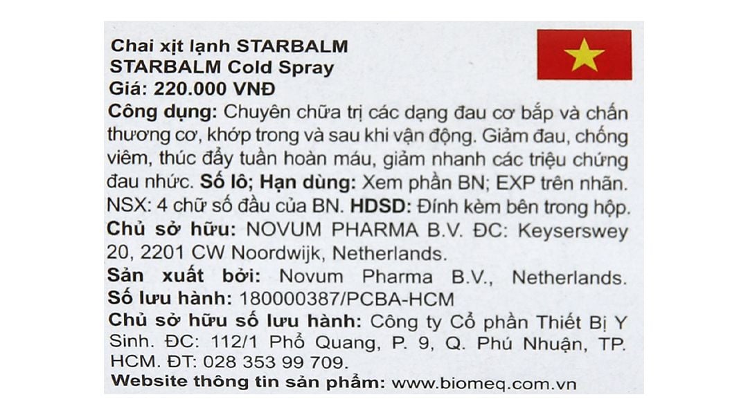  Chai xịt lạnh giảm đau sau chấn thương Starbalm Cold Spray (150ml) 