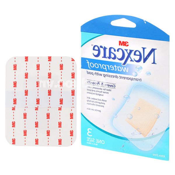  Miếng dán bảo vệ vết thương chống thấm nước Nexcare (8 x 10cm) hộp 3 miếng 