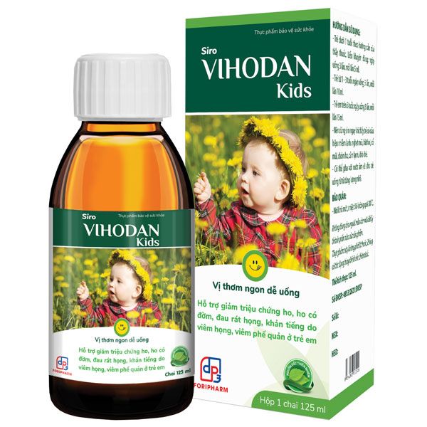  Siro Vihodan Kids, hỗ trợ làm giảm các triệu chứng ho, đau rát họng, giảm đờm 