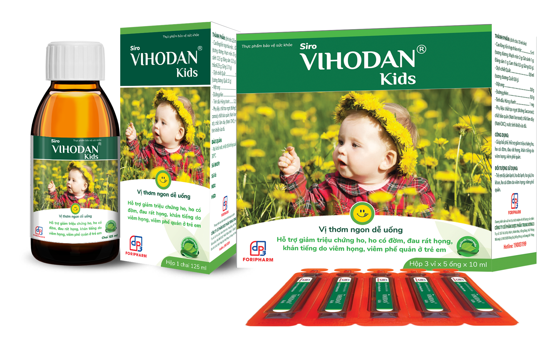  Siro Vihodan Kids, hỗ trợ làm giảm các triệu chứng ho, đau rát họng, giảm đờm 