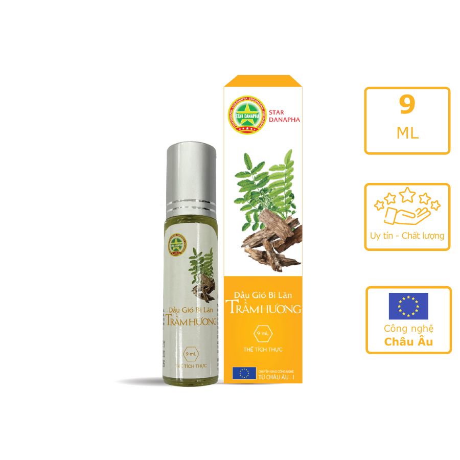  Dầu Gió Bi Lăn Hương Trầm Hương Cao Sao Vàng STAR DANAPHA 9ML 