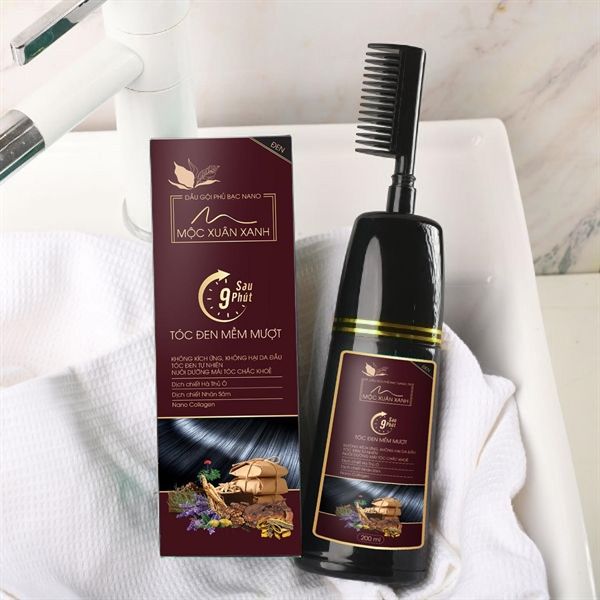  Dầu gội phủ bạc nano Mộc Xuân Xanh chai 200ml – Tóc đen mềm mượt 