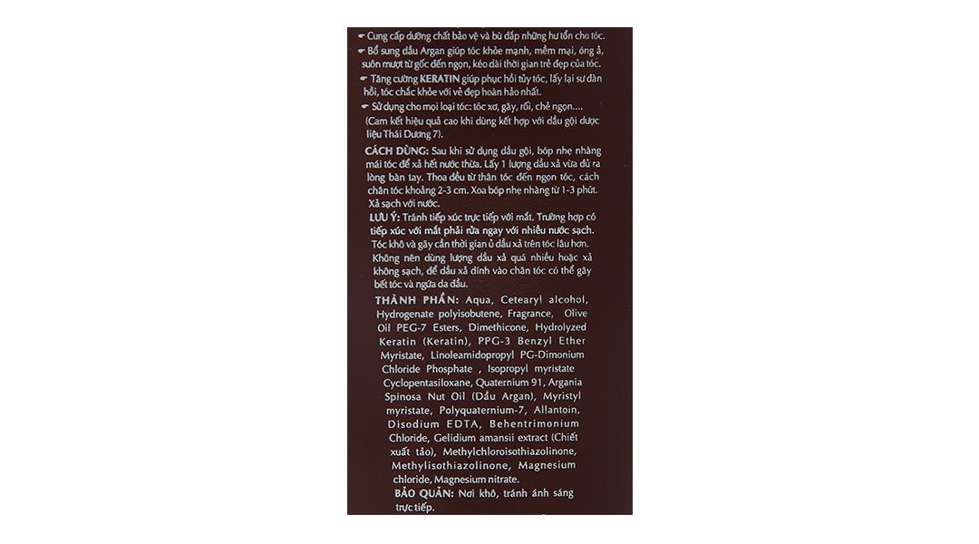  Dầu xả Thái Dương 7 suôn mềm, óng ả tự nhiên chai 200ml 