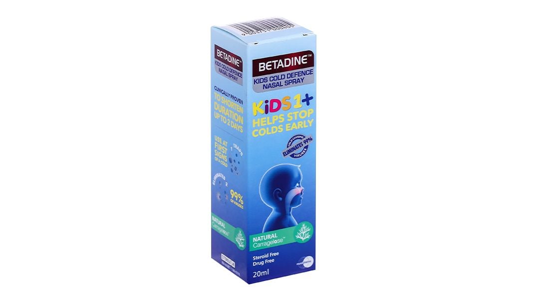  Xịt mũi Betadine Cold Defense Nasal Spray Kids 1+ 20ml dùng cho cảm cúm trẻ em 
