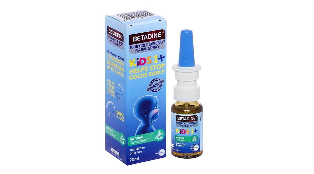  Xịt mũi Betadine Cold Defense Nasal Spray Kids 1+ 20ml dùng cho cảm cúm trẻ em 