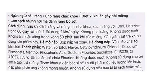  Nước súc miệng Listerine Kids Mouthwash giúp răng chắc khỏe và ngăn ngừa sâu răng (250ml) 