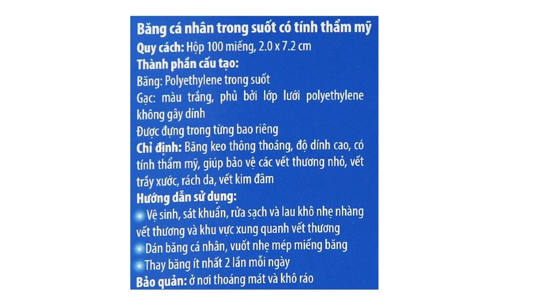  Băng cá nhân trong suốt Urgo Transparent 2cm x 7.2cm bảo vệ vết thương nhỏ, vết trầy xước (100 miếng) 