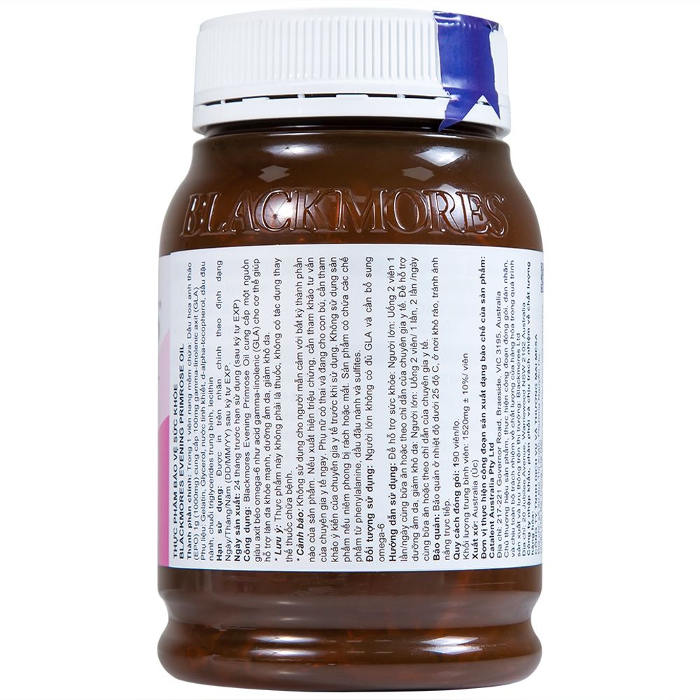  Viên uống Blackmores Evening Primrose Oil hỗ trợ làn da khỏe mạnh, dưỡng ẩm da (190 viên) 