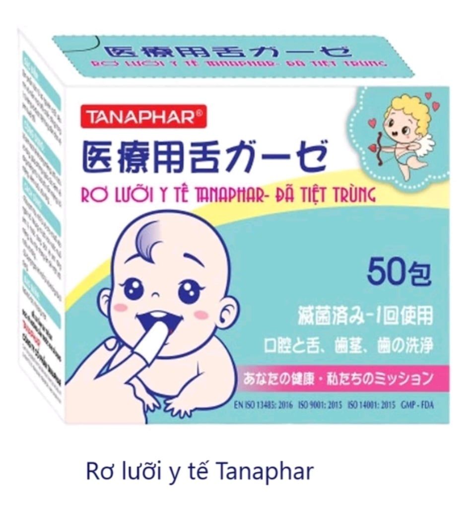  Gạc rơ lưỡi em bé tiệt trùng Tanaphar (hộp 50 cái) 