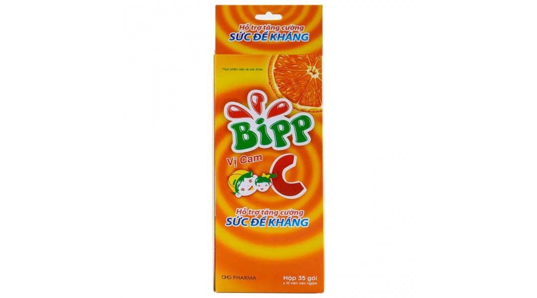  Viên ngậm Bipp C DHG Pharma vị cam hỗ trợ tăng cường sức đề kháng (35 gói) 