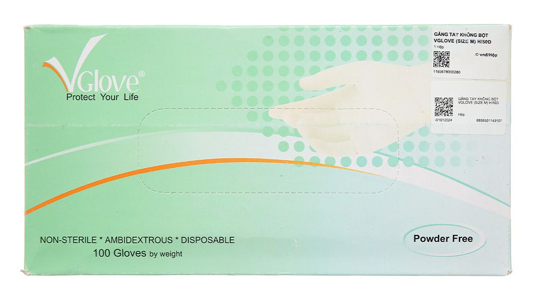  Găng tay phẫu thuật VGlove size M màu xanh không bột (100 chiếc) 