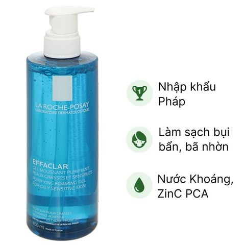  Gel rửa mặt La Roche-Posay làm sạch da dầu nhạy cảm chai 400ml 