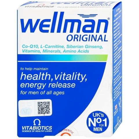  Viên uống Wellman Original Vitabiotics bổ sung vitamin, khoáng chất, hỗ trợ tăng cường sức khỏe cho nam giới (2 vỉ x 15 viên) 