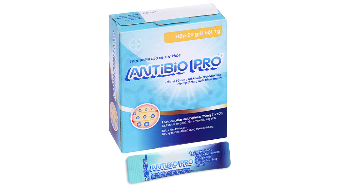  Thực phẩm bảo vệ sức khỏe Antibio Pro hỗ trợ bổ sung lợi khuẩn lactobacillus (20 gói x 1g) 