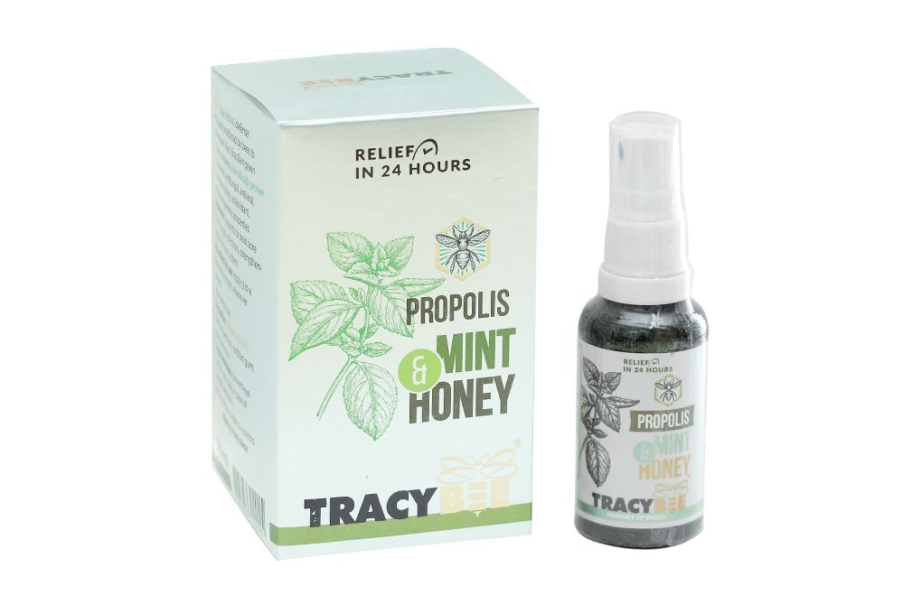  Keo ong xanh Tracybee Propolis Mint & Honey vị bạc hà giúp giảm đau, viêm họng, ho do nhiễm khuẩn (30ml) 