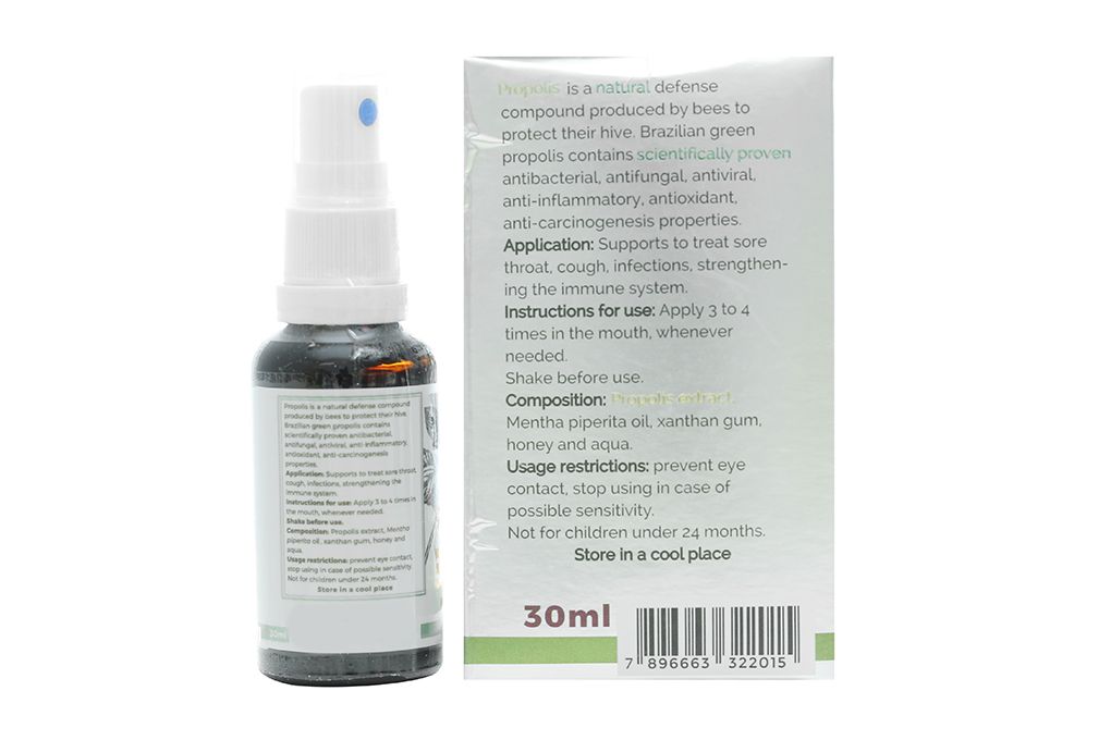  Keo ong xanh Tracybee Propolis Mint & Honey vị bạc hà giúp giảm đau, viêm họng, ho do nhiễm khuẩn (30ml) 