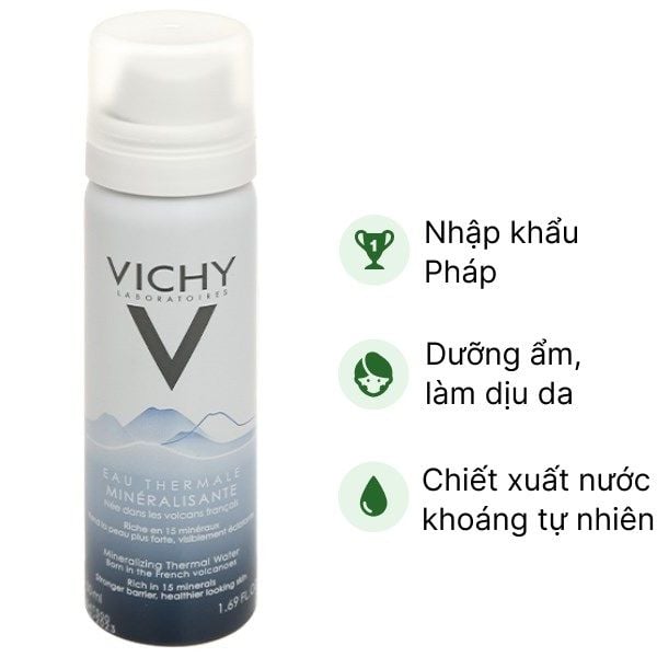  Xịt Khoáng Vichy Làm Dịu, Củng Cố & Cấp Ẩm Cho Da 300ml Mineralizing Thermal Water 