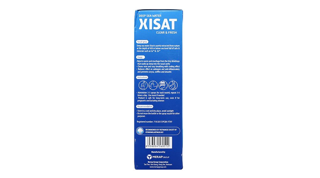  Xịt mũi nước biển sâu Xisat xịt sạch thông mũi dùng cho người lớn (75ml) 