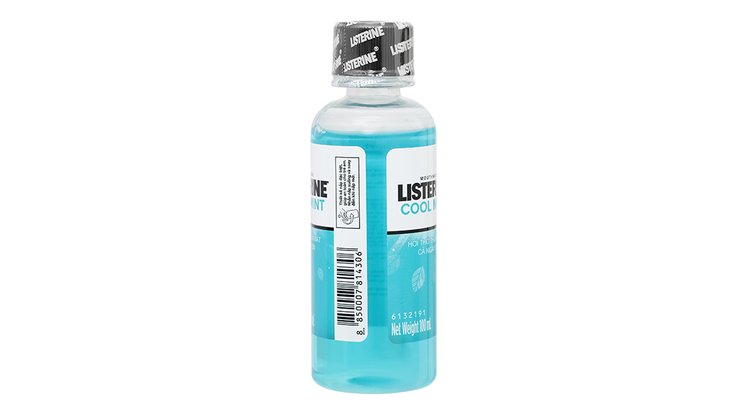  Nước súc miệng Listerine Cool Mint bảo vệ khoang miệng suốt 24h khỏi vi khuẩn hôi miệng, mảng bám, viêm nướu (100ml) 
