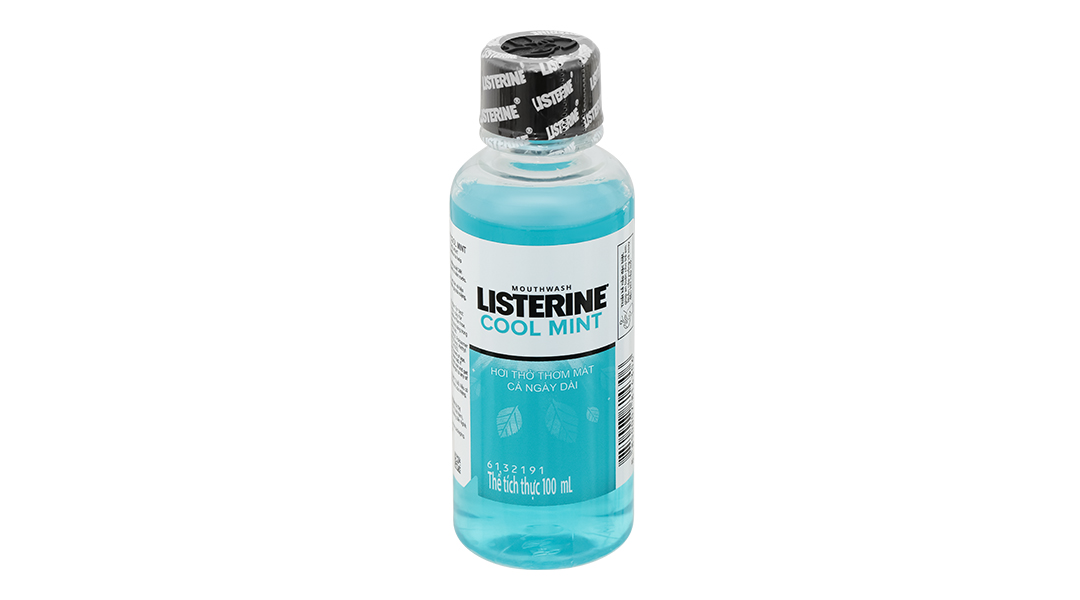  Nước súc miệng Listerine Cool Mint bảo vệ khoang miệng suốt 24h khỏi vi khuẩn hôi miệng, mảng bám, viêm nướu (100ml) 