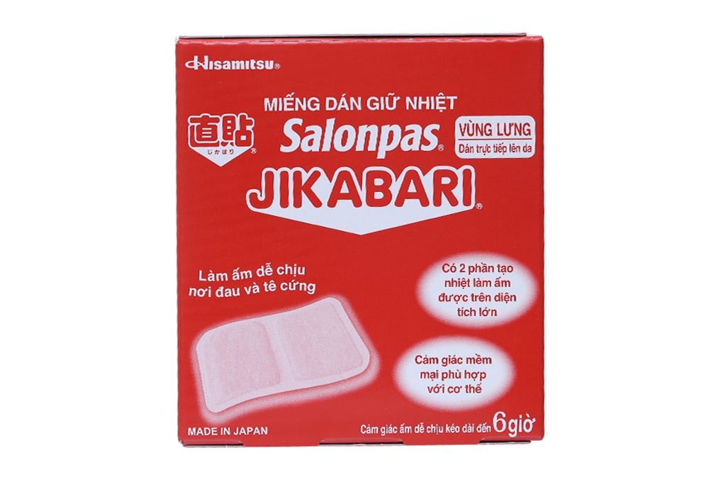  Miếng dán giữ nhiệt Salonpas Jikabari Hisamitsu làm ấm dễ chịu nơi đau và tê cứng kéo dài đến 6 giờ (8 miếng) 