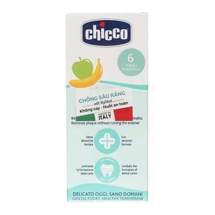  Kem đánh răng Chicco hương chuối, táo 50ml (từ 6 tháng tuổi) 