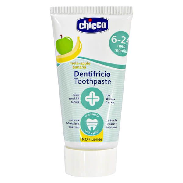  Kem đánh răng Chicco hương chuối, táo 50ml (từ 6 tháng tuổi) 