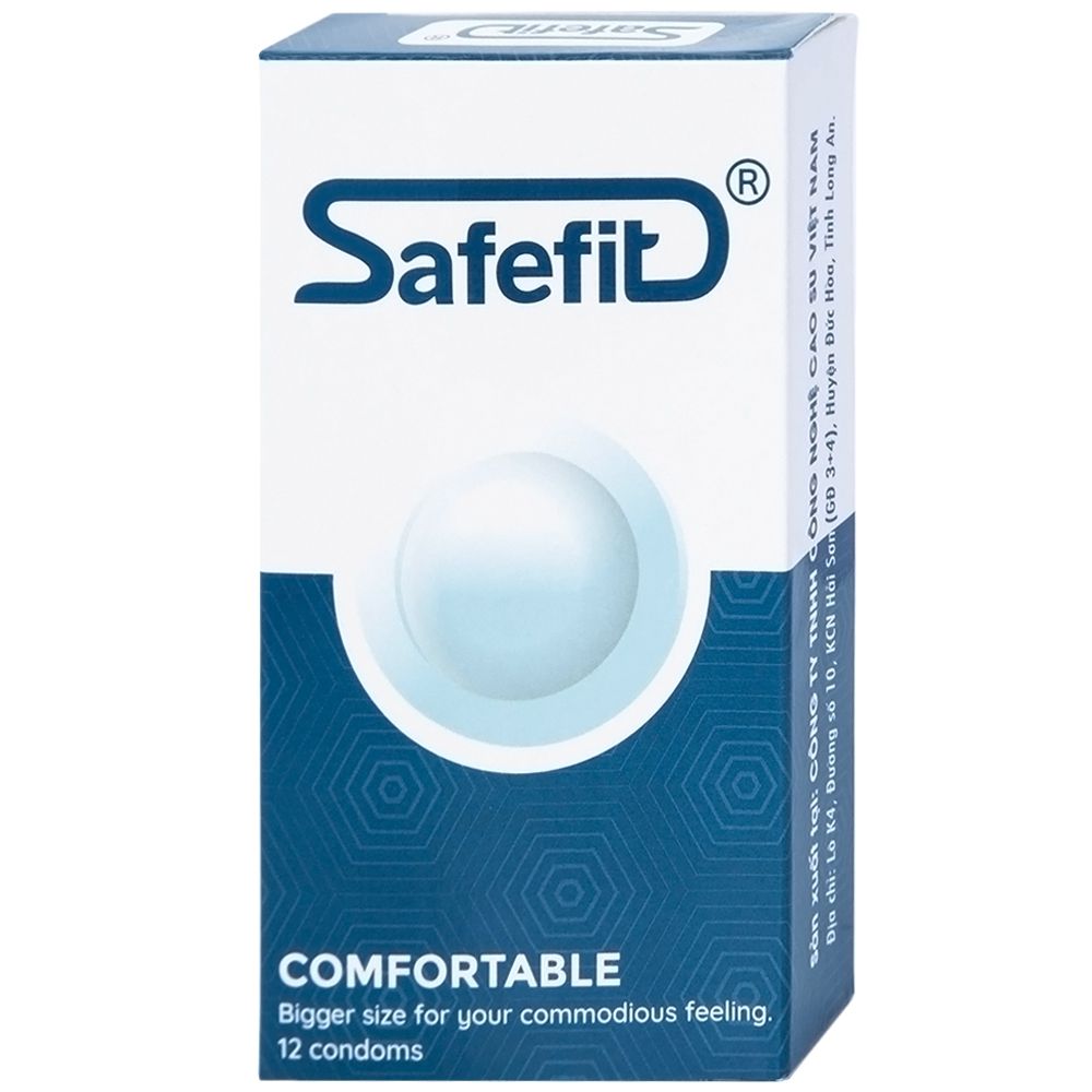  Bao cao su Safefit Comfortable S52 không mùi khó chịu, độ bền cao, khả năng co giãn tốt, chất bôi trơn (12 cái) 