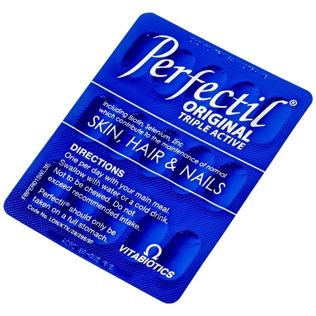  Thực phẩm bảo vệ sức khỏe Perfectil Vitabiotics bổ sung vi chất làm đẹp da, móng, tóc (2 vỉ x 15 viên) 