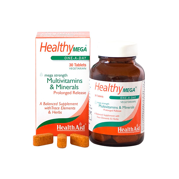  HealthAid Healthy Mega bổ sung vitamin hỗ trợ cải thiện sức đề kháng (lọ 30 viên) 