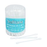  Tăm Bông vệ sinh tai mũi em bé SOFTTANA mềm mịn đàn hồi cao làm sạch chất ẩm vụn bẩn dễ dàng hiệu quả Hộp 80 que 