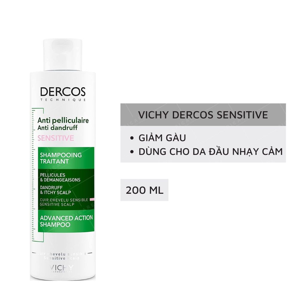  Dầu Gội Giảm Gàu Dành Cho Da Đầu Nhạy Cảm Vichy Dercos Anti-Dandruff Sensitive Advanced Action Shampoo 200ml 