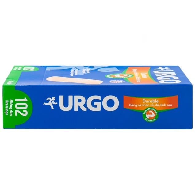  Băng cá nhân vải độ dính cao Urgo Durable size 2cm x 6cm bảo vệ các vết thương nhỏ, vết trầy xước, rách da (20 miếng) 