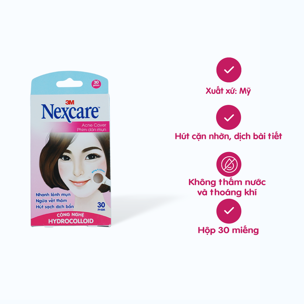  Miếng Dán Mụn Nexcare 3M - Hộp 30 Miếng 