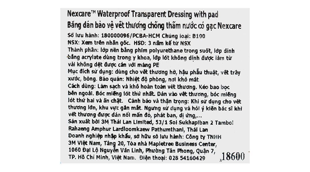  Miếng dán bảo vệ vết thương chống thấm nước Nexcare (8 x 10cm) hộp 3 miếng 