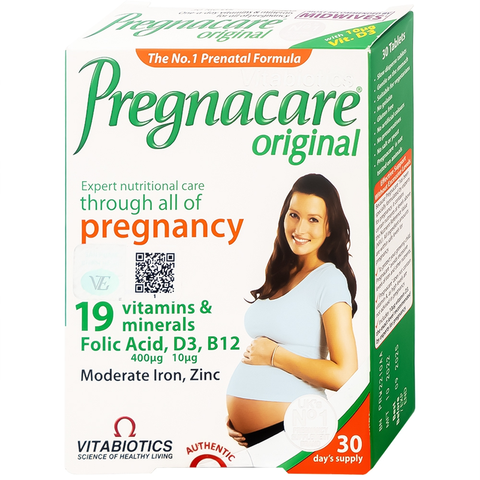  Thực phẩm bảo vệ sức khoẻ Pregnacare Original giúp bổ sung vitamin và khoáng chất cho phụ nữ mang thai và cho con bú (2 vỉ x 15 viên) 