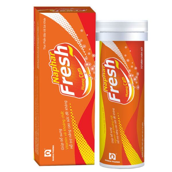  Naphar Fresh hương cam hộp 1 tuýp 10 viên nén sủi Nam Hà 