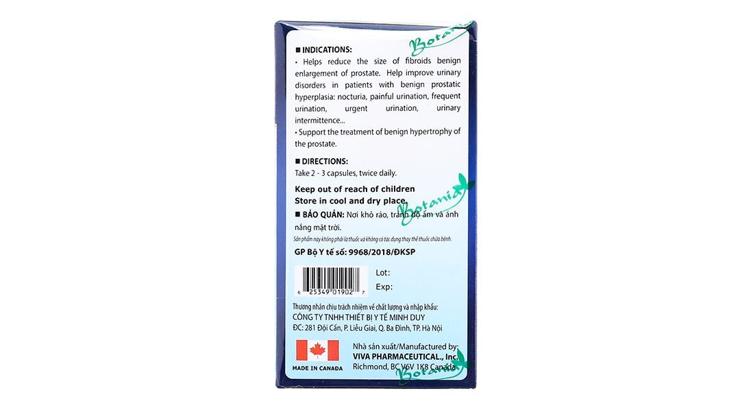 Viên uống BoniMen Botania điều trị bệnh phì đại tuyến tiền liệt (30 viên) 